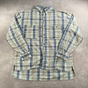 Vintage Vasco Jeans Blue Plaid Long Sleeve Button Down Large